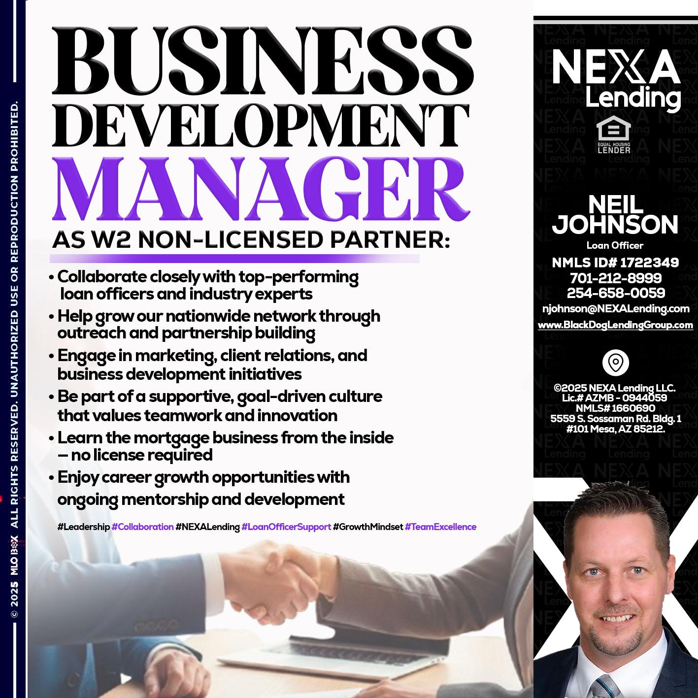 business development - Neil Johnson -Branch Manager